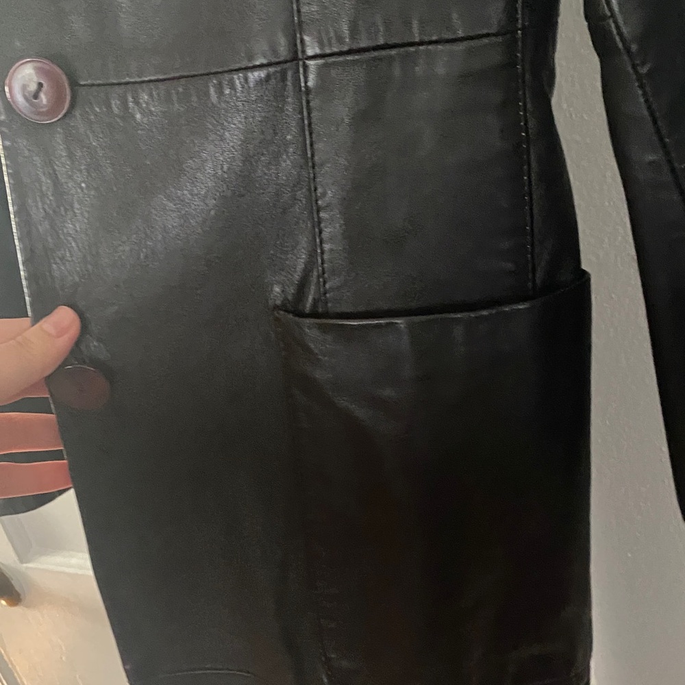 Zara Sleek Black Genuine Real Leather Jacket: Black and Brown - Picture 8 of 16